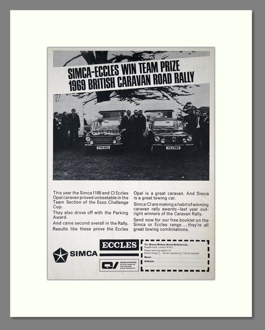Simca - Eccles / 1100 Rally Winner. Vintage Advert 1969 (ref AD64096)