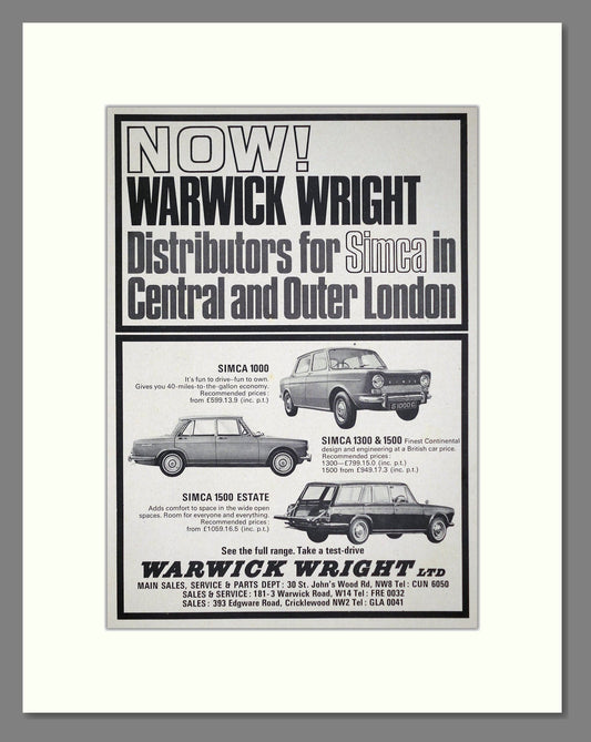 Simca - 1000 / 1300 / 1500. Vintage Advert 1966 (ref AD64097)