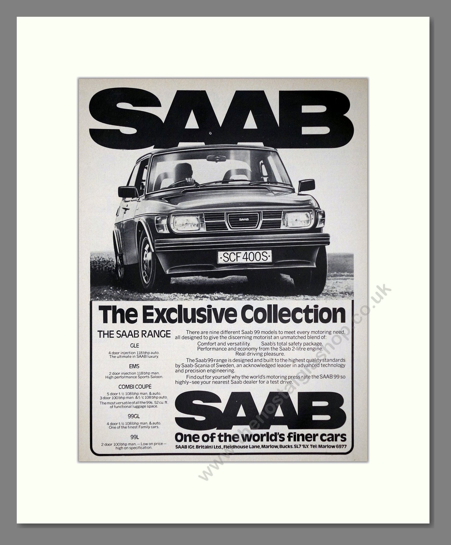 Saab - Various Models. Vintage Advert 1977 (ref AD64118)
