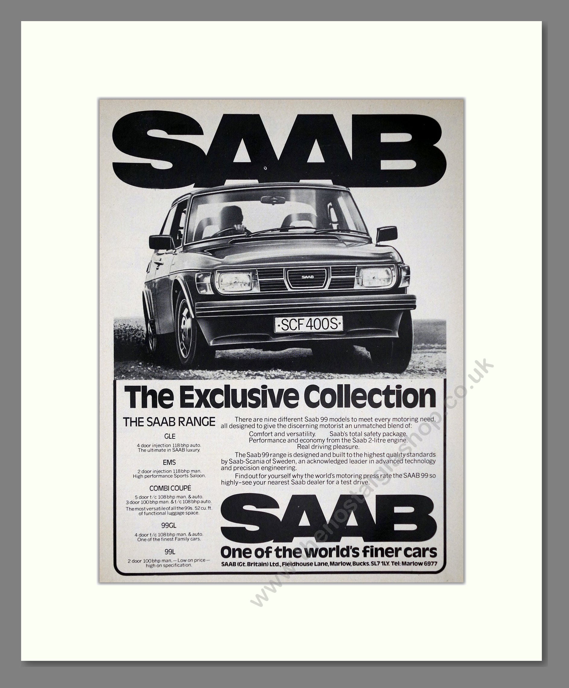 Saab - Various Models. Vintage Advert 1977 (ref AD64118)