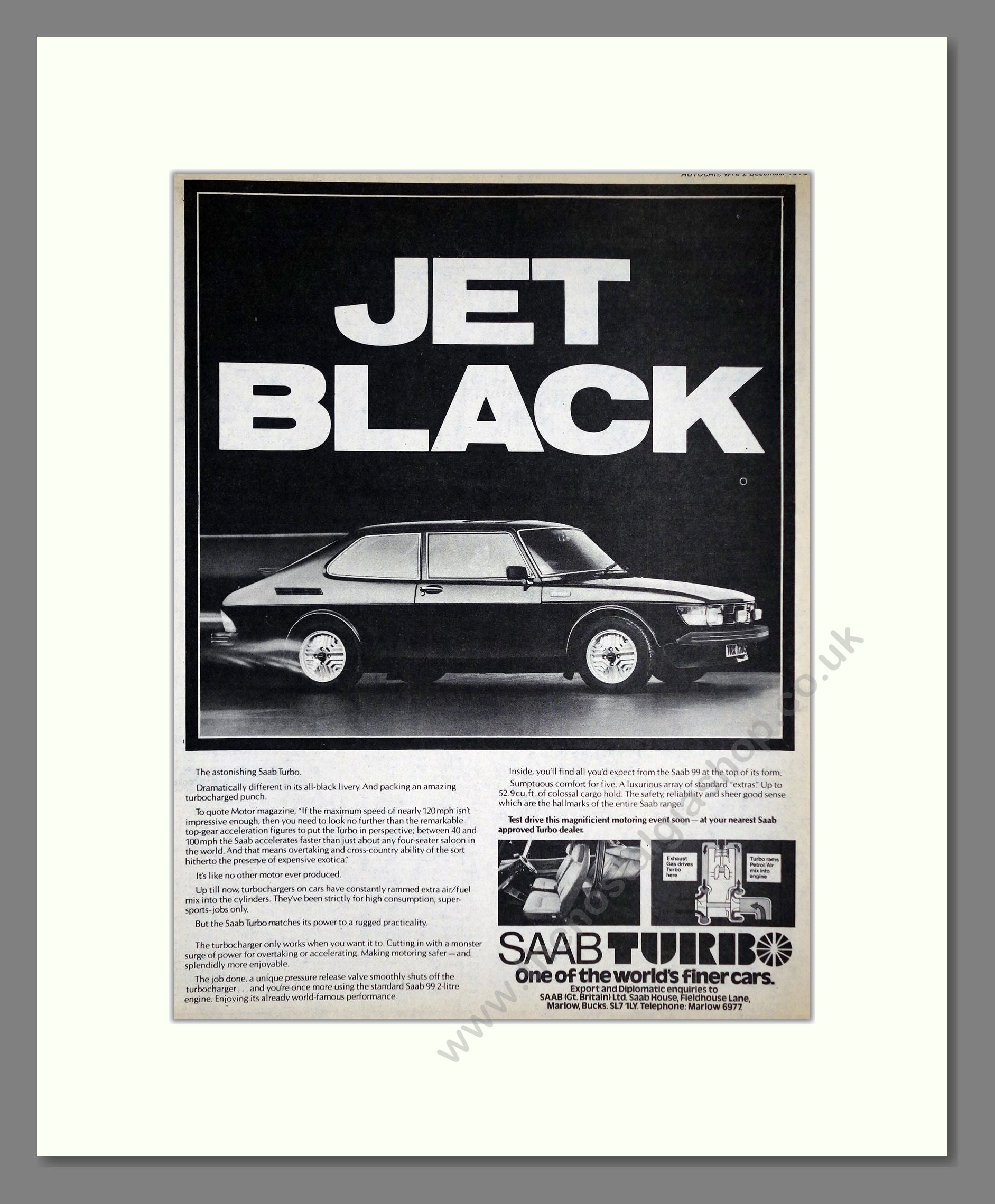 Saab - Turbo Jet Black. Vintage Advert 1978 (ref AD64121)