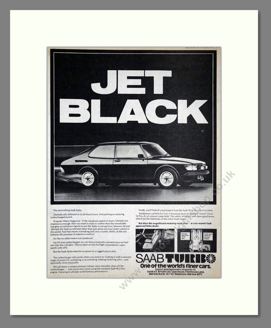 Saab - Turbo Jet Black. Vintage Advert 1978 (ref AD64121)