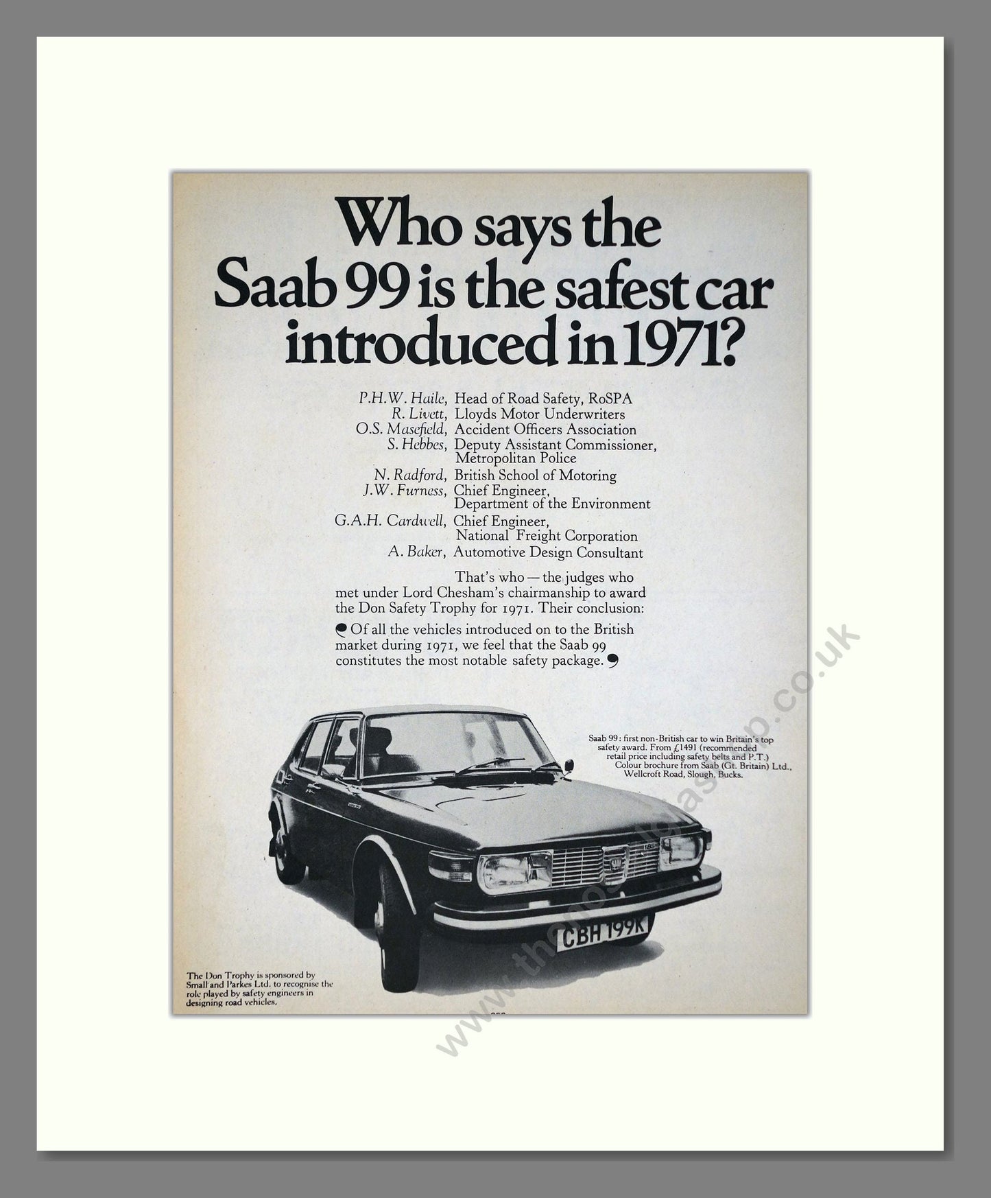 Saab - 99. Vintage Advert 1972 (ref AD64123)
