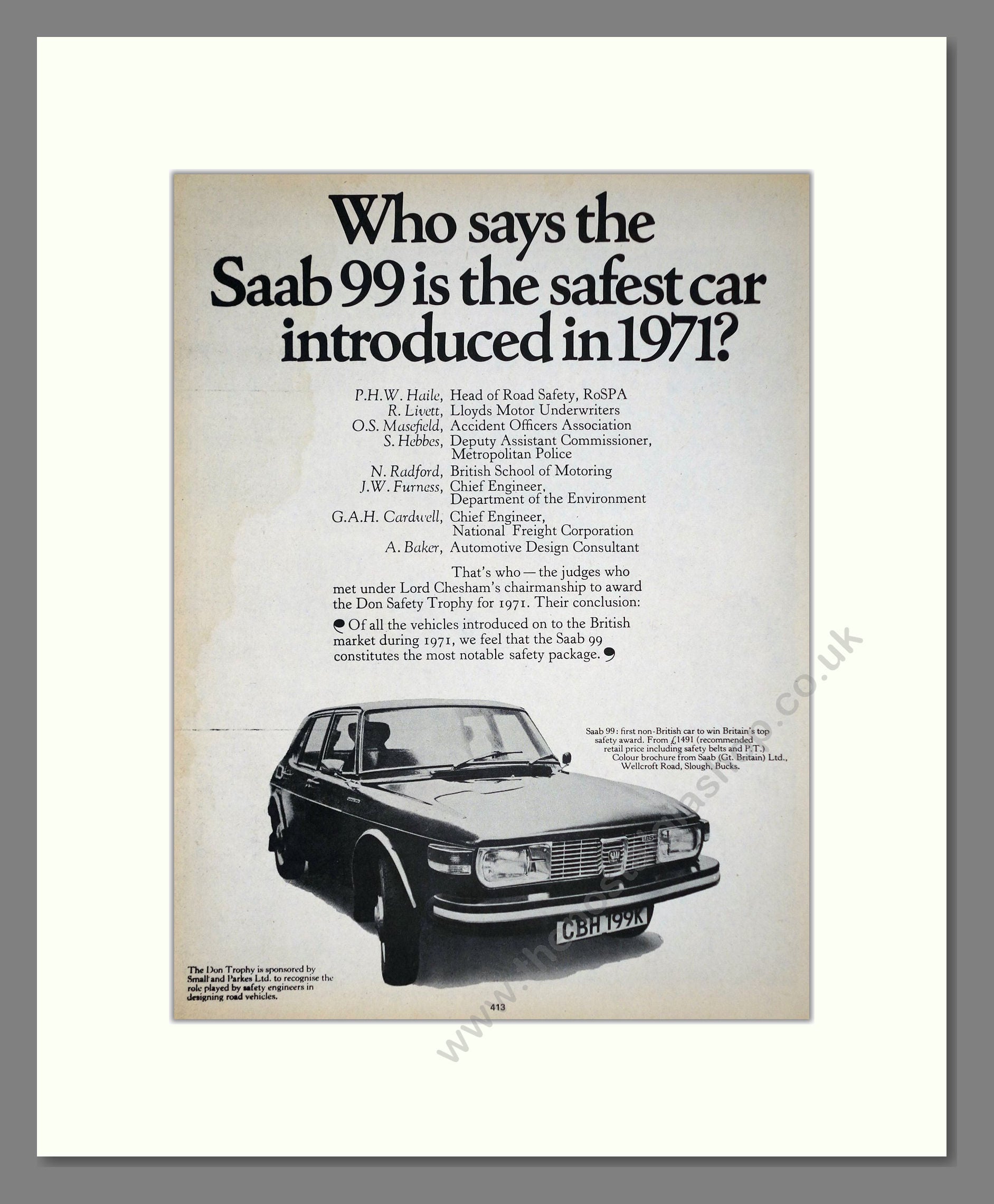 Saab - 99. Vintage Advert 1972 (ref AD64125)