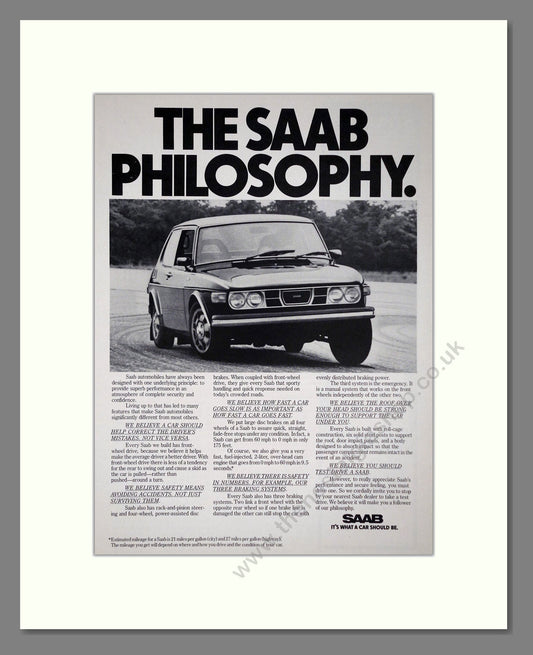 Saab - Philosophy. Vintage Advert 1975 (ref AD64126)