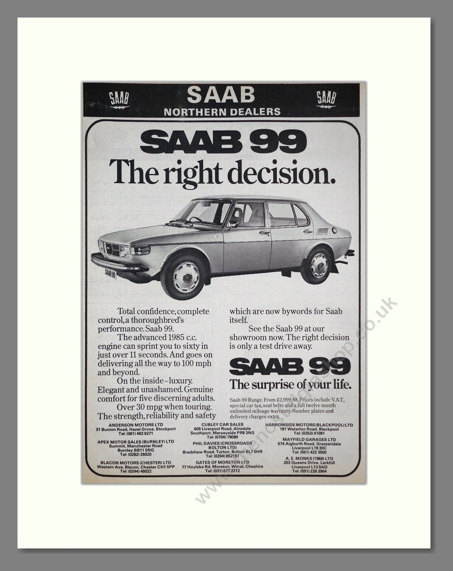 Saab - 99. Vintage Advert 1976 (ref AD64129)