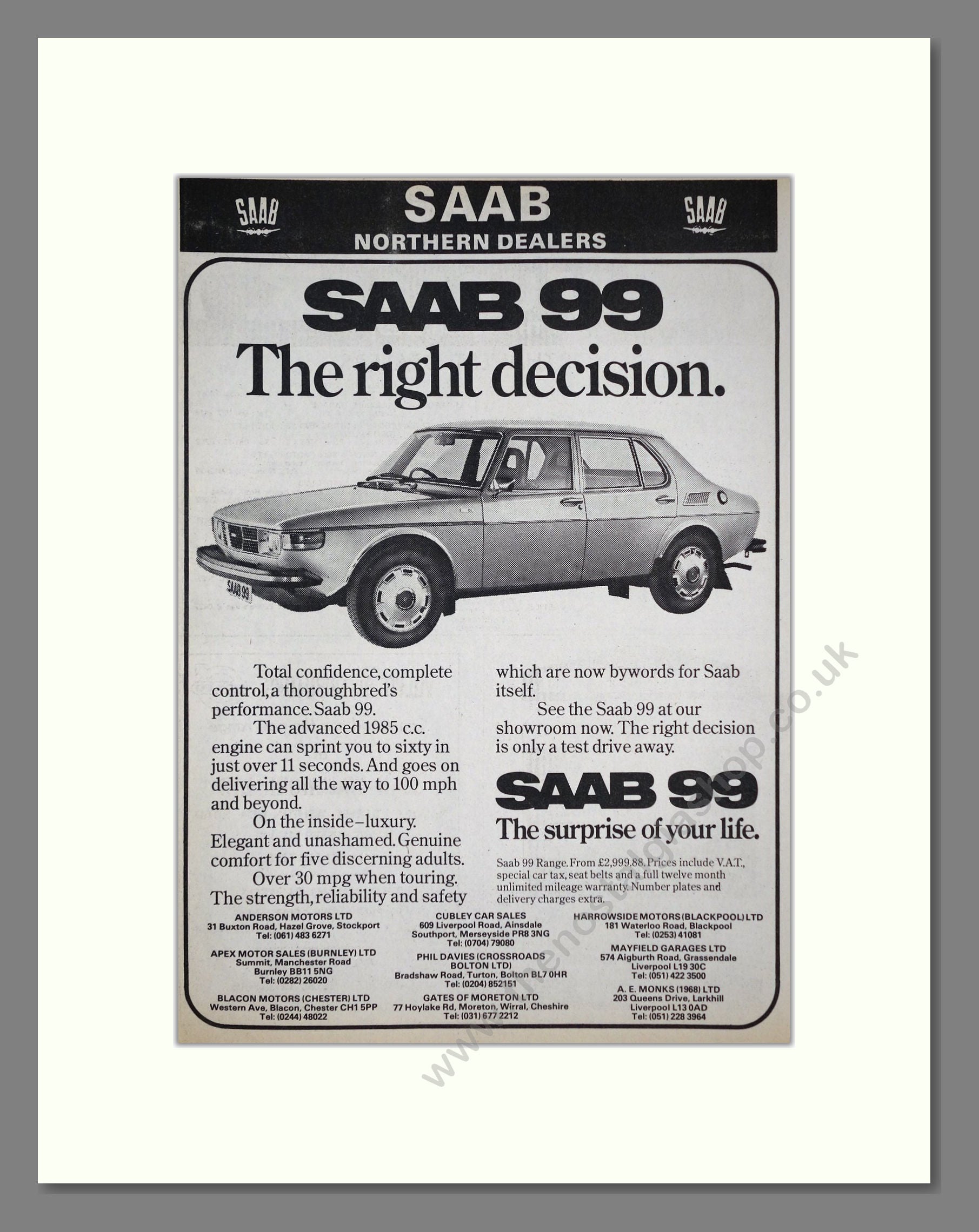 Saab - 99. Vintage Advert 1976 (ref AD64129)