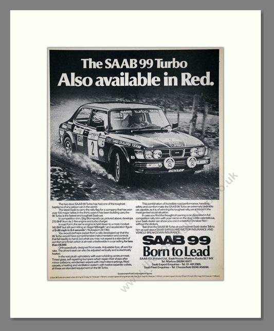 Saab - 99 Turbo. Vintage Advert 1980 (ref AD64132)