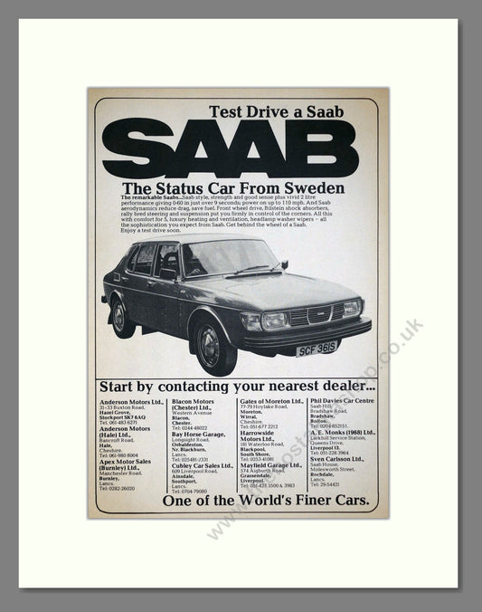 Saab - Status Car. Vintage Advert 1978 (ref AD64133)