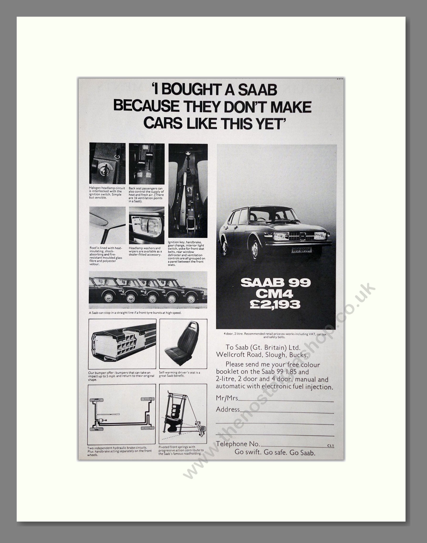 Saab - 99 CM4. Vintage Advert 1974 (ref AD64149)
