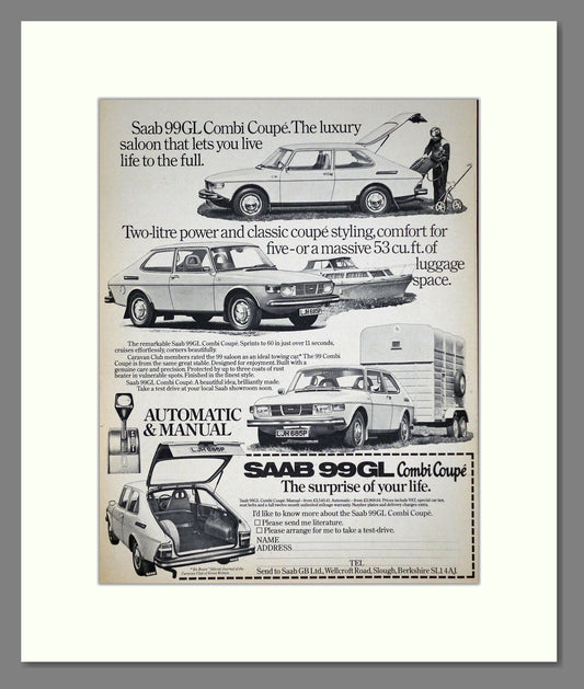 Saab - 99GL. Vintage Advert 1976 (ref AD64151)