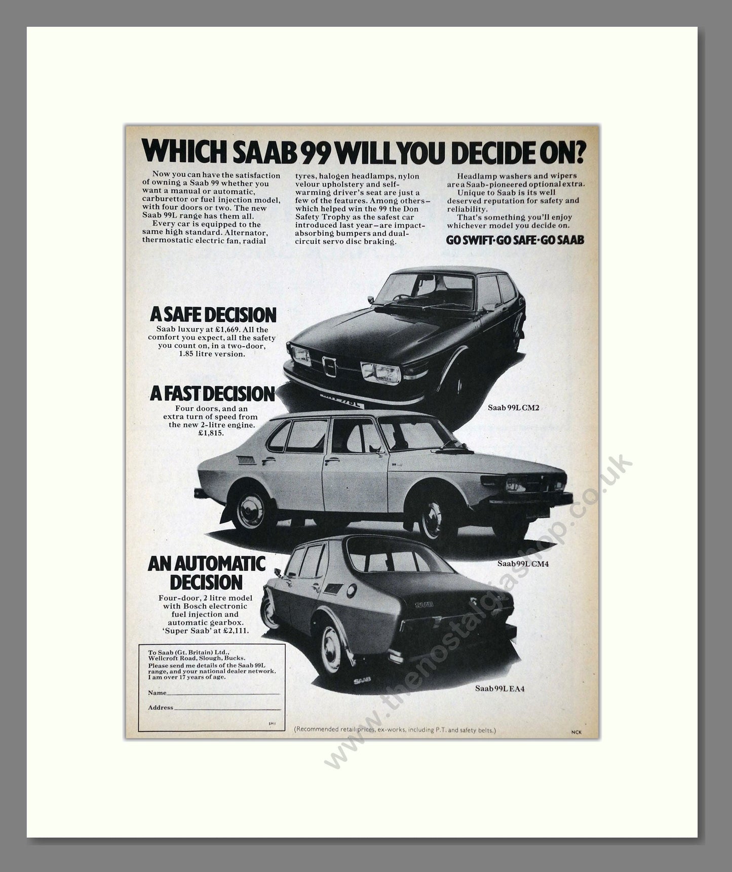 Saab - 99. Vintage Advert 1972 (ref AD64153)