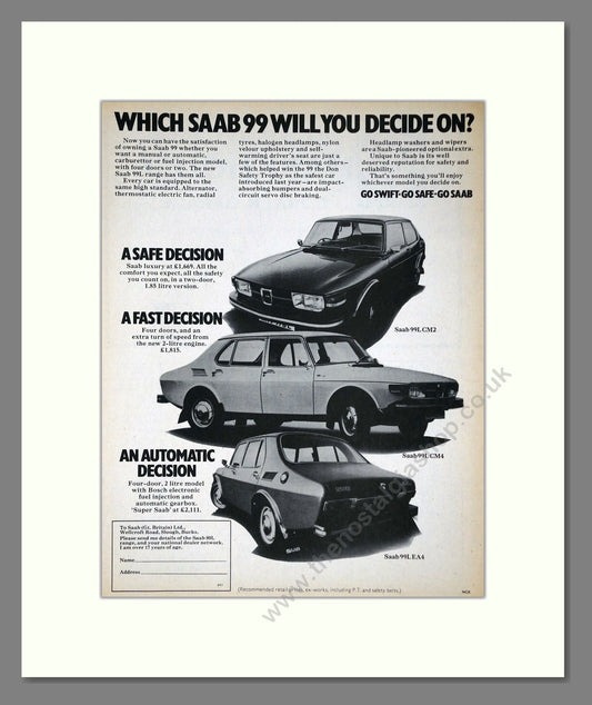Saab - 99. Vintage Advert 1972 (ref AD64153)