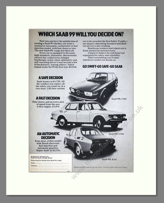 Saab - 99. Vintage Advert 1973 (ref AD64154)