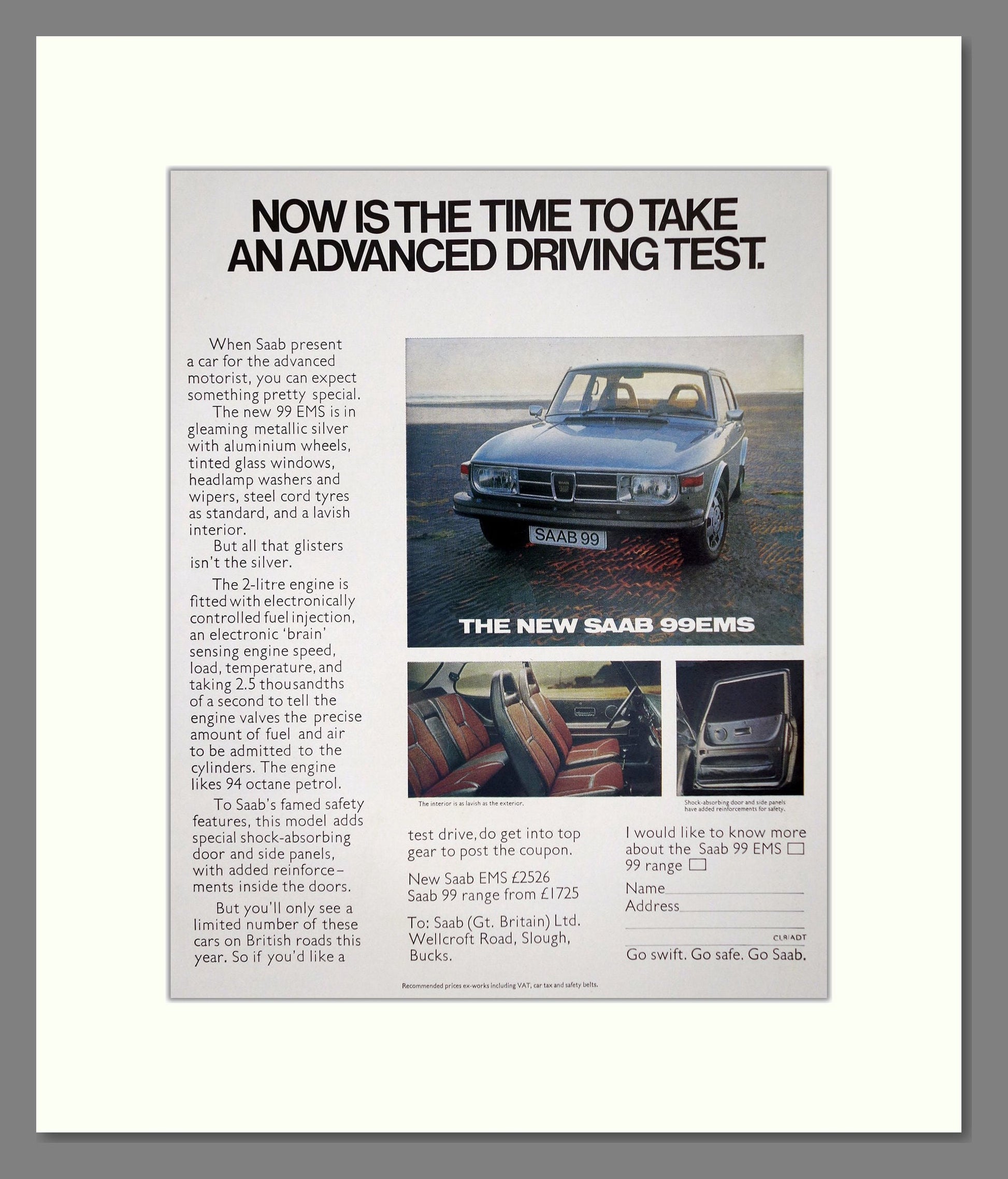 Saab - 99EMS. Vintage Advert 1973 (ref AD64163)
