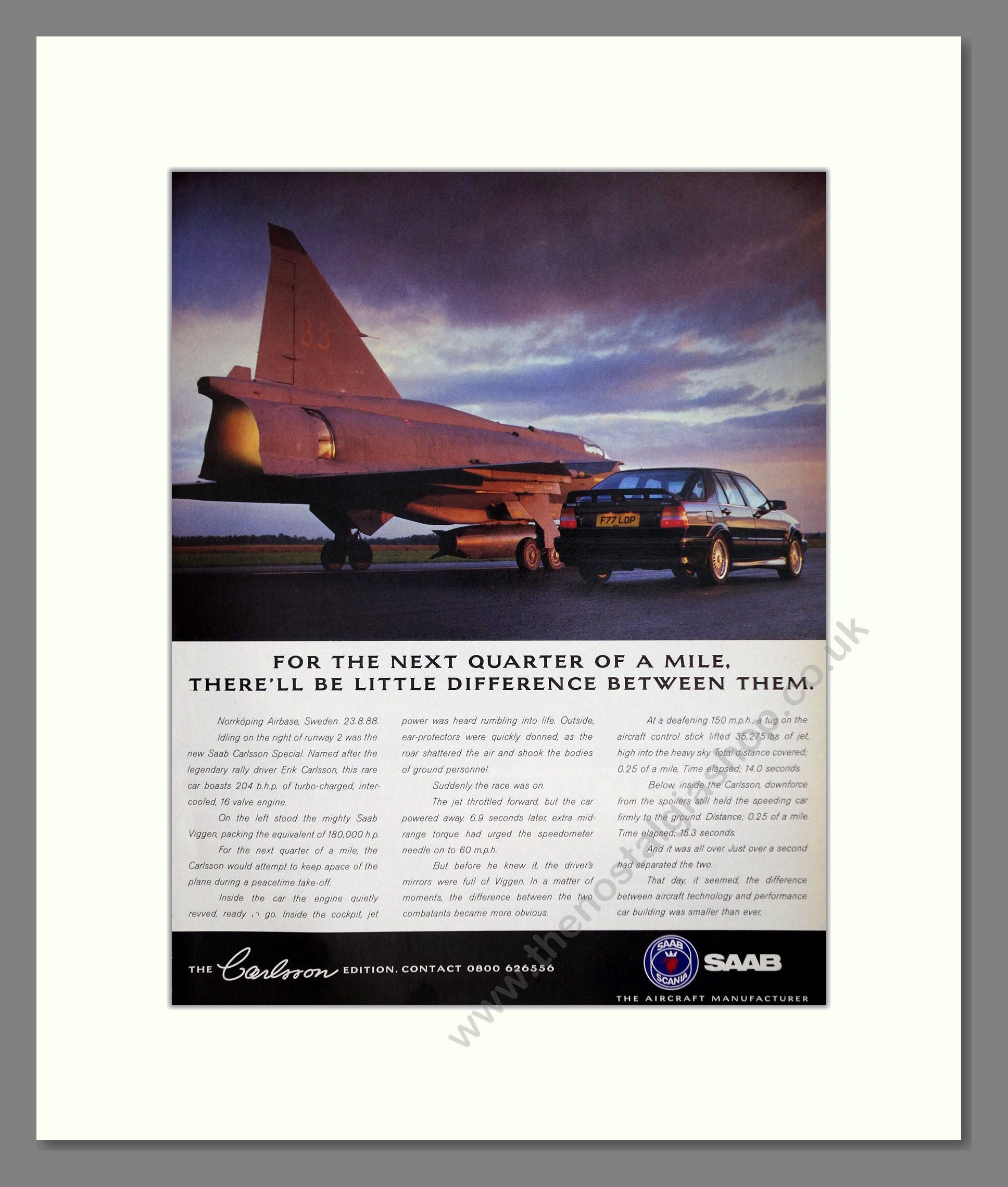 Saab - Carlsson Edition. Vintage Advert 1986 (ref AD64178)