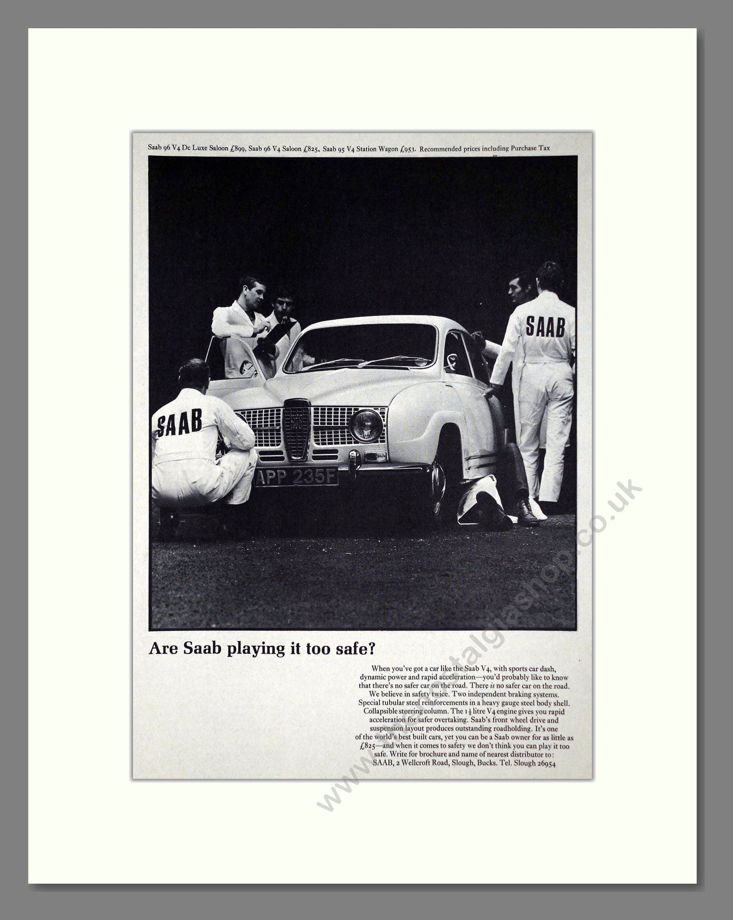 Saab - V4 Safety. Vintage Advert 1968 (ref AD64189)