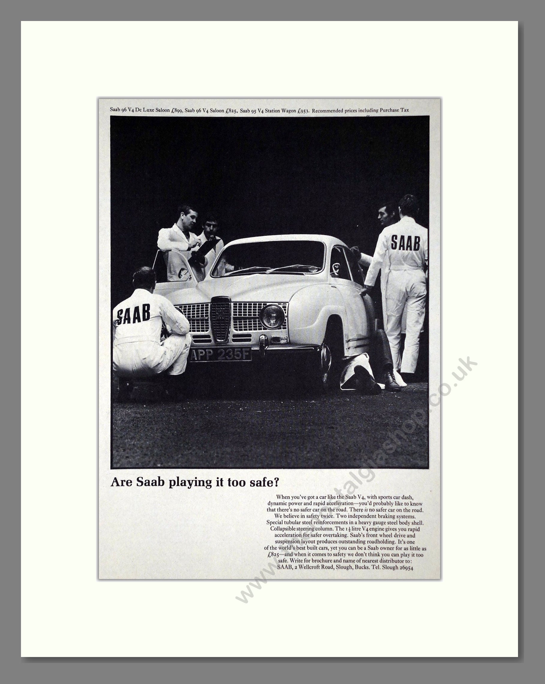 Saab - V4 Safety. Vintage Advert 1968 (ref AD64189)