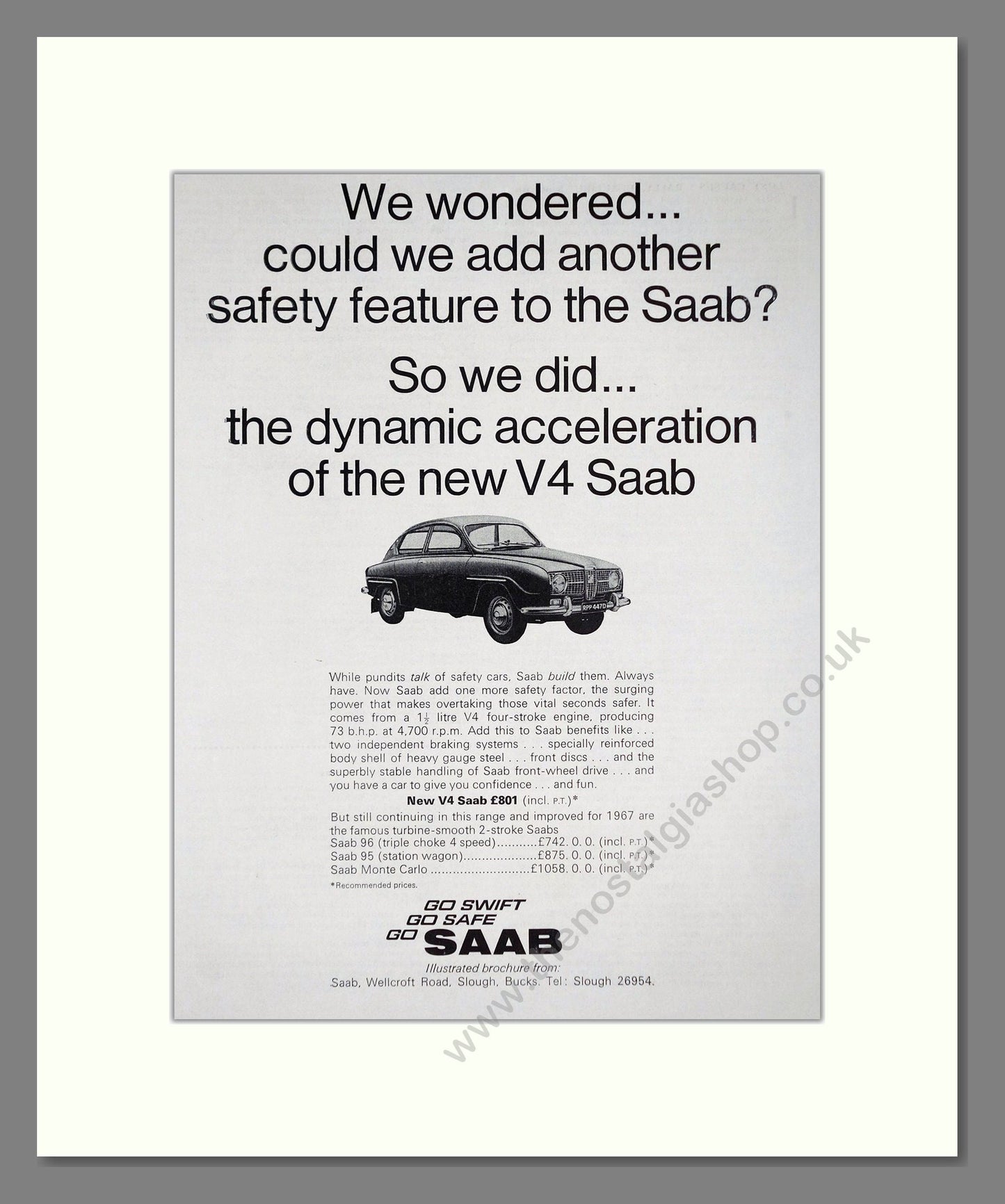 Saab - 96 V4. Vintage Advert 1966 (ref AD64191)