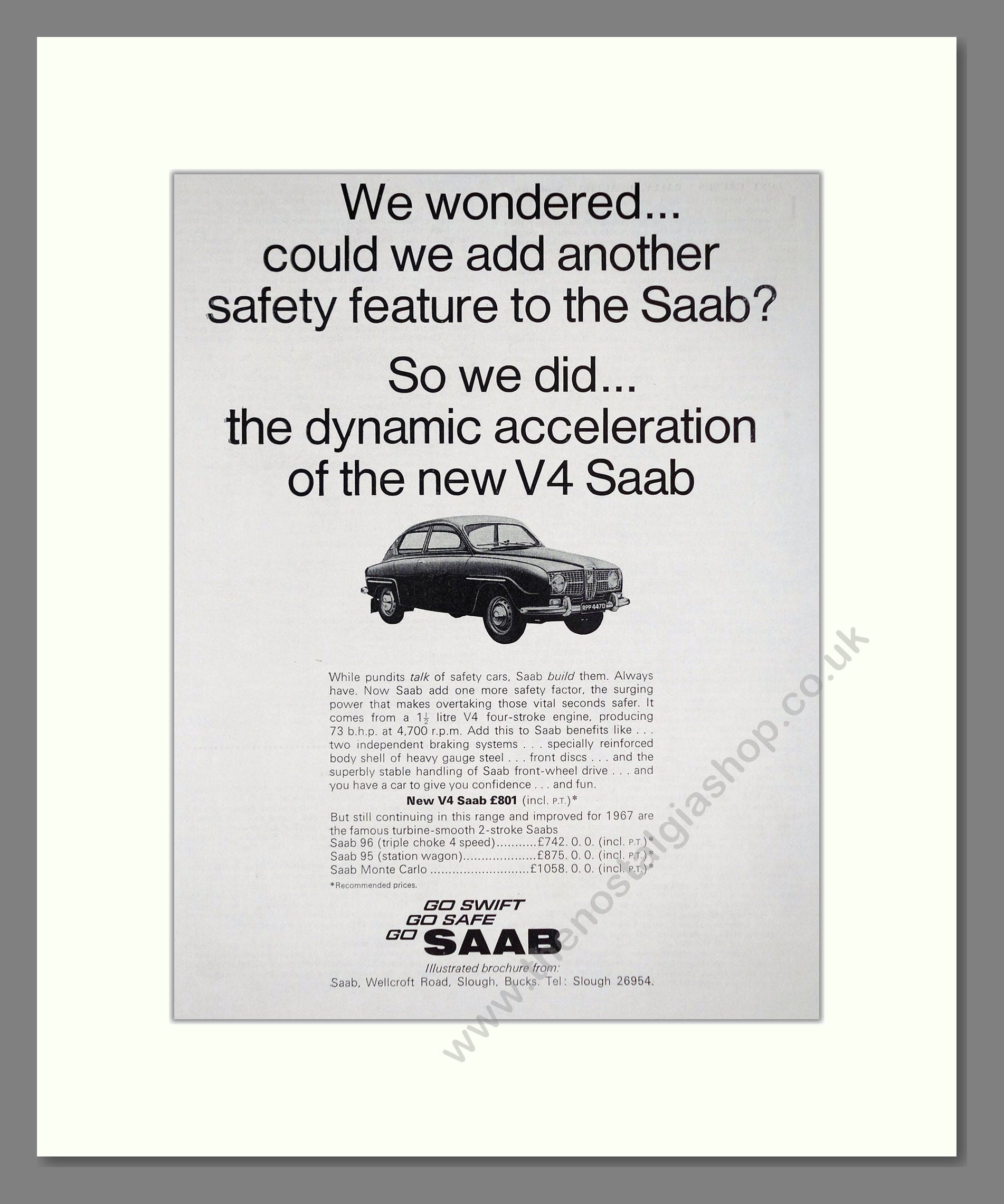 Saab - 96 V4. Vintage Advert 1966 (ref AD64191)