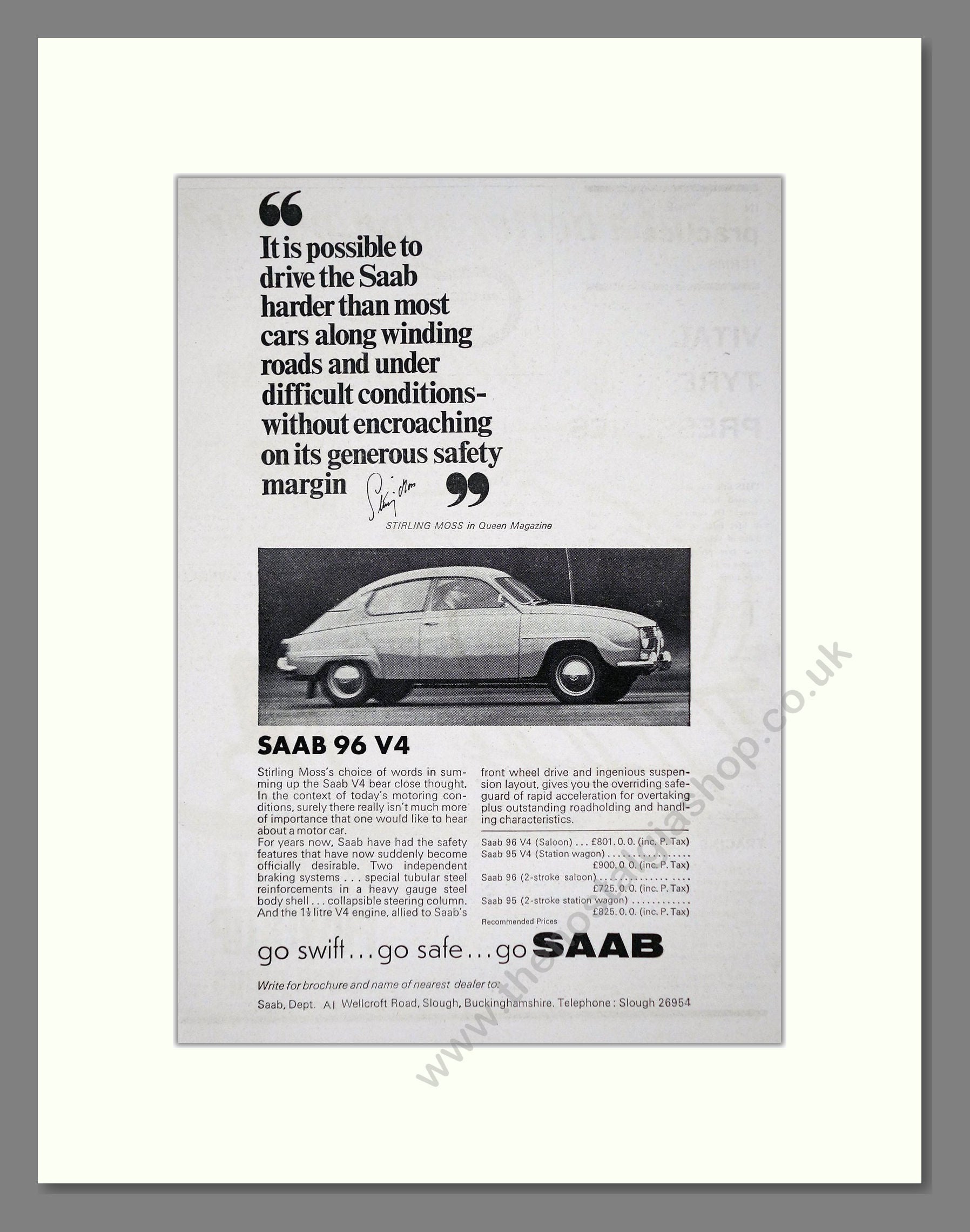Saab - 96 V4. Vintage Advert 1967 (ref AD64192)