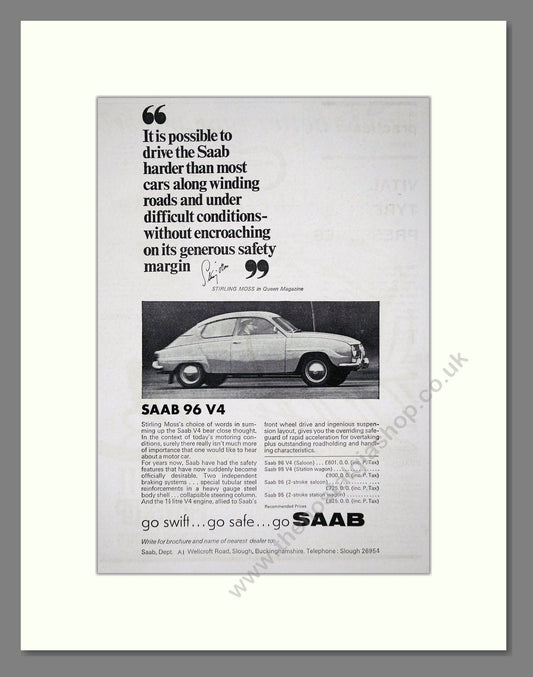 Saab - 96 V4. Vintage Advert 1967 (ref AD64192)
