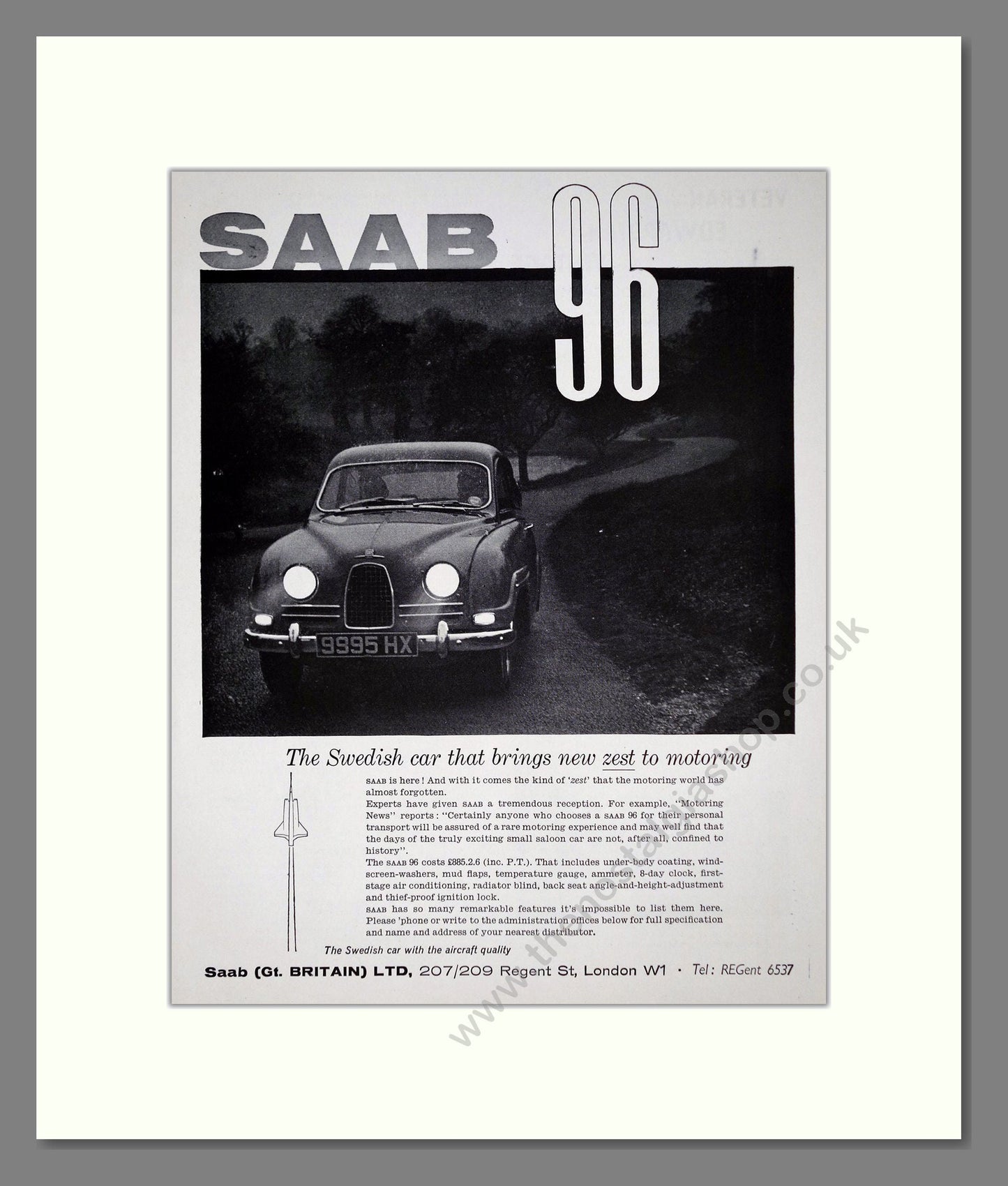 Saab - 96. Vintage Advert 1961 (ref AD64195)