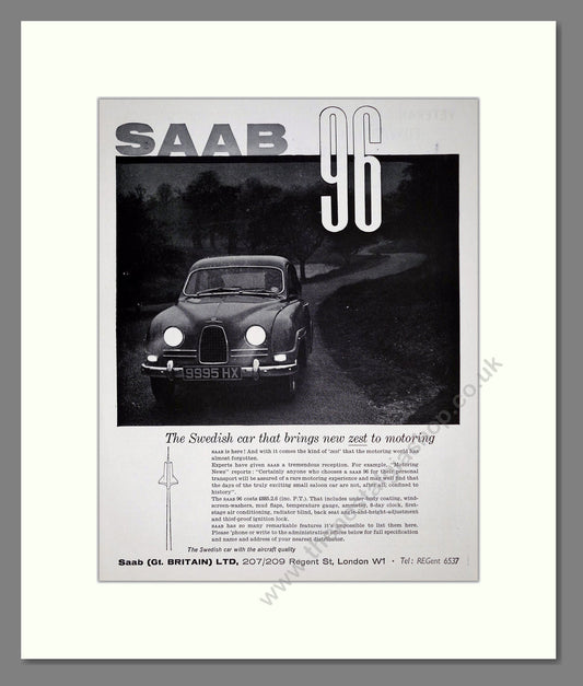 Saab - 96. Vintage Advert 1961 (ref AD64195)