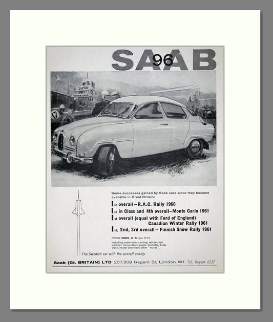 Saab - 96 RAC Rally Winner. Vintage Advert 1961 (ref AD64196)