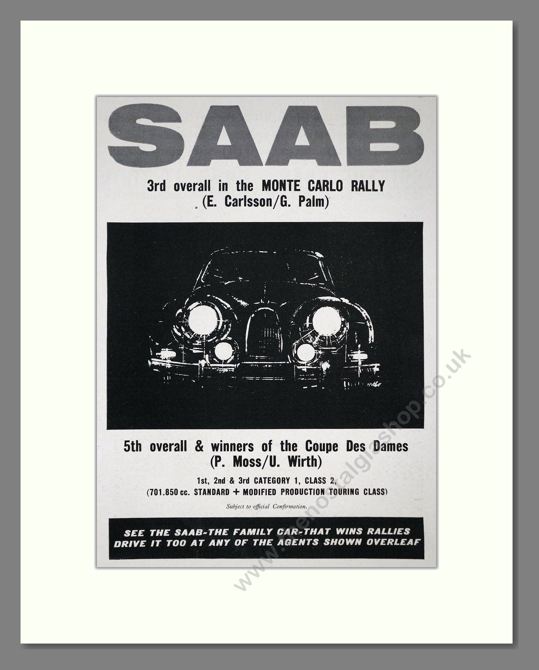 Saab - Monte Carlo  3rd. Vintage Advert 1964 (ref AD64201)