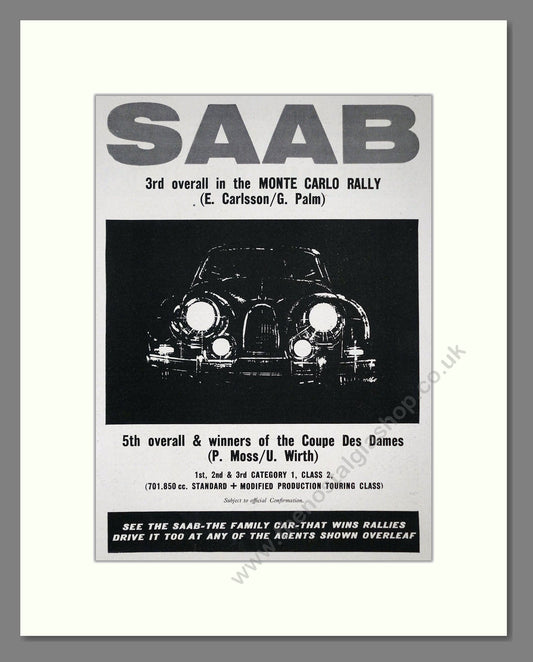 Saab - Monte Carlo  3rd. Vintage Advert 1964 (ref AD64201)