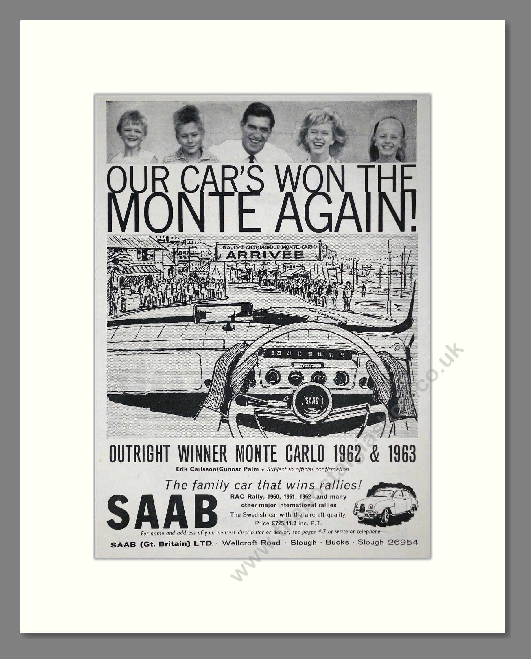 Saab - Monte Carlo  Winner. Vintage Advert 1963 (ref AD64207)