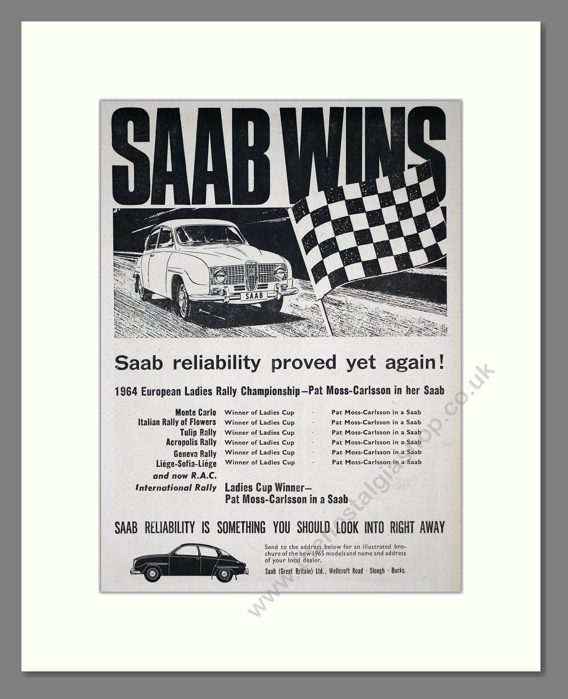 Saab - Rally Winners. Vintage Advert 1964 (ref AD64212)