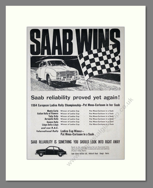 Saab - Rally Winners. Vintage Advert 1964 (ref AD64212)