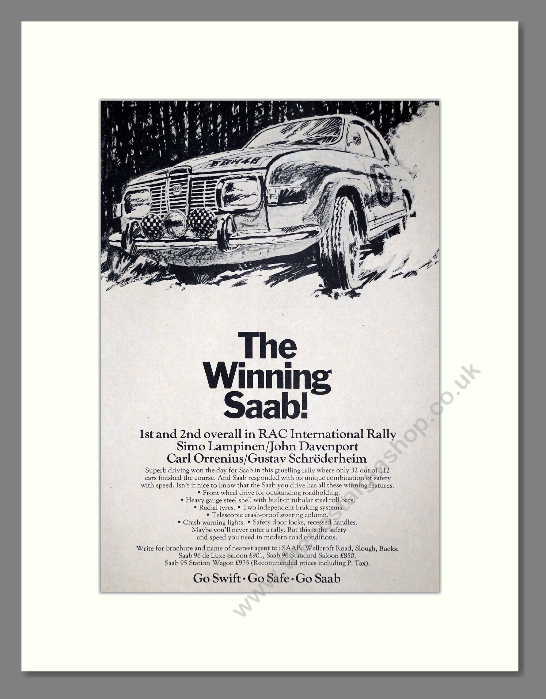 Saab - RAC Rally Winner. Vintage Advert 1968 (ref AD64214) – The ...