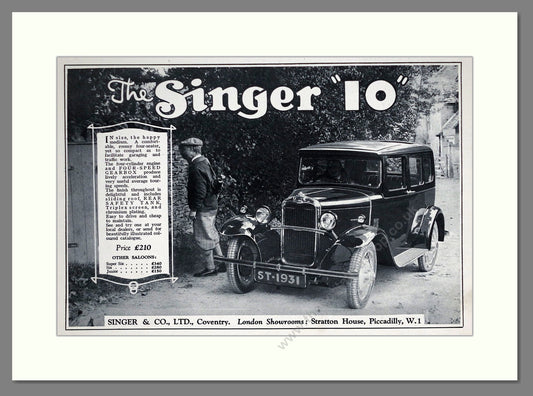 Singer - 10. Vintage Advert 1931 (ref AD64222)