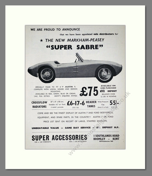 Markham Peasey - Super Sabre. Vintage Advert 1959 (ref AD64223)