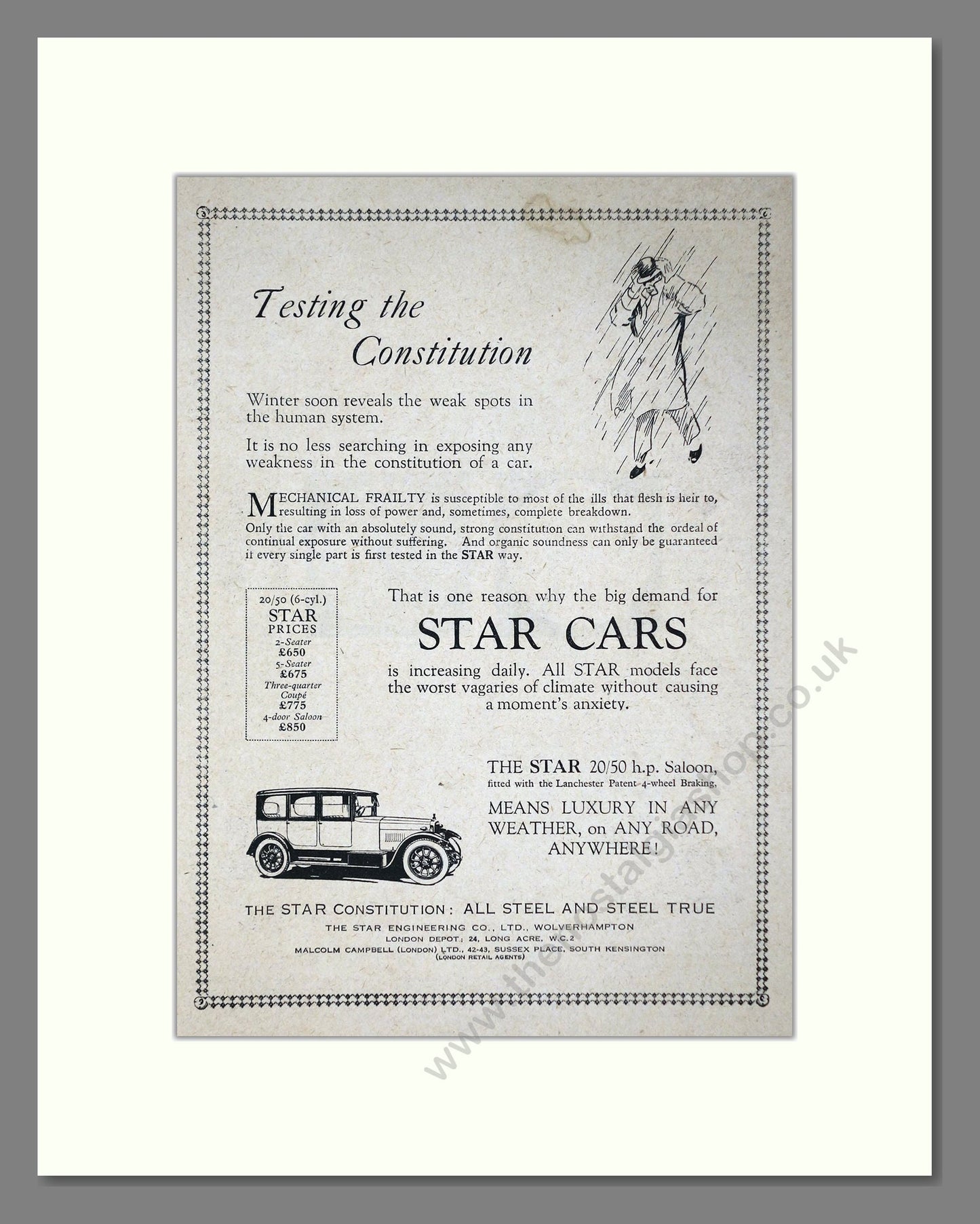 Star Cars - Constitution Saloon. Vintage Advert 1925 (ref AD64227)