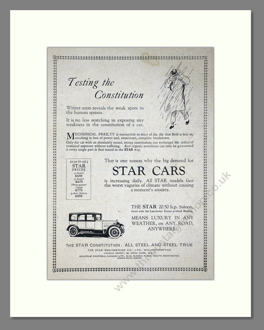 Star Cars - Constitution Saloon. Vintage Advert 1925 (ref AD64227)