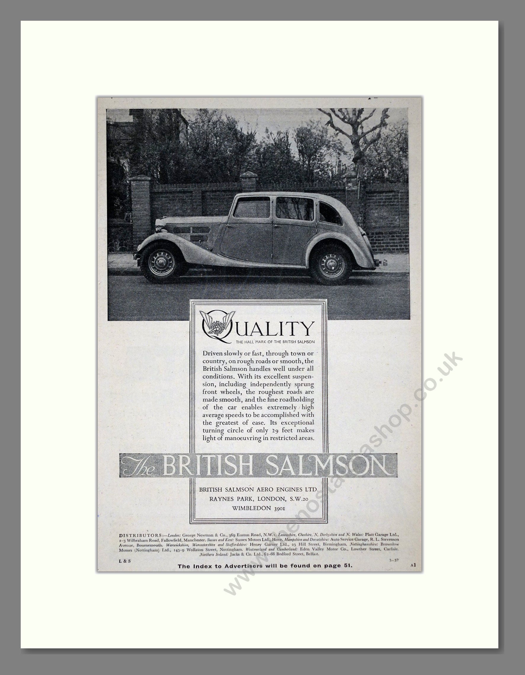 Salmson - Quality. Vintage Advert 1937 (ref AD64230)