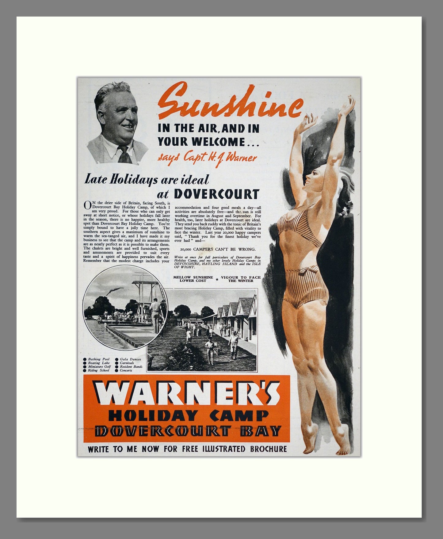 Warner's Holiday Camp. Original Advert 1939 (ref AD303624)