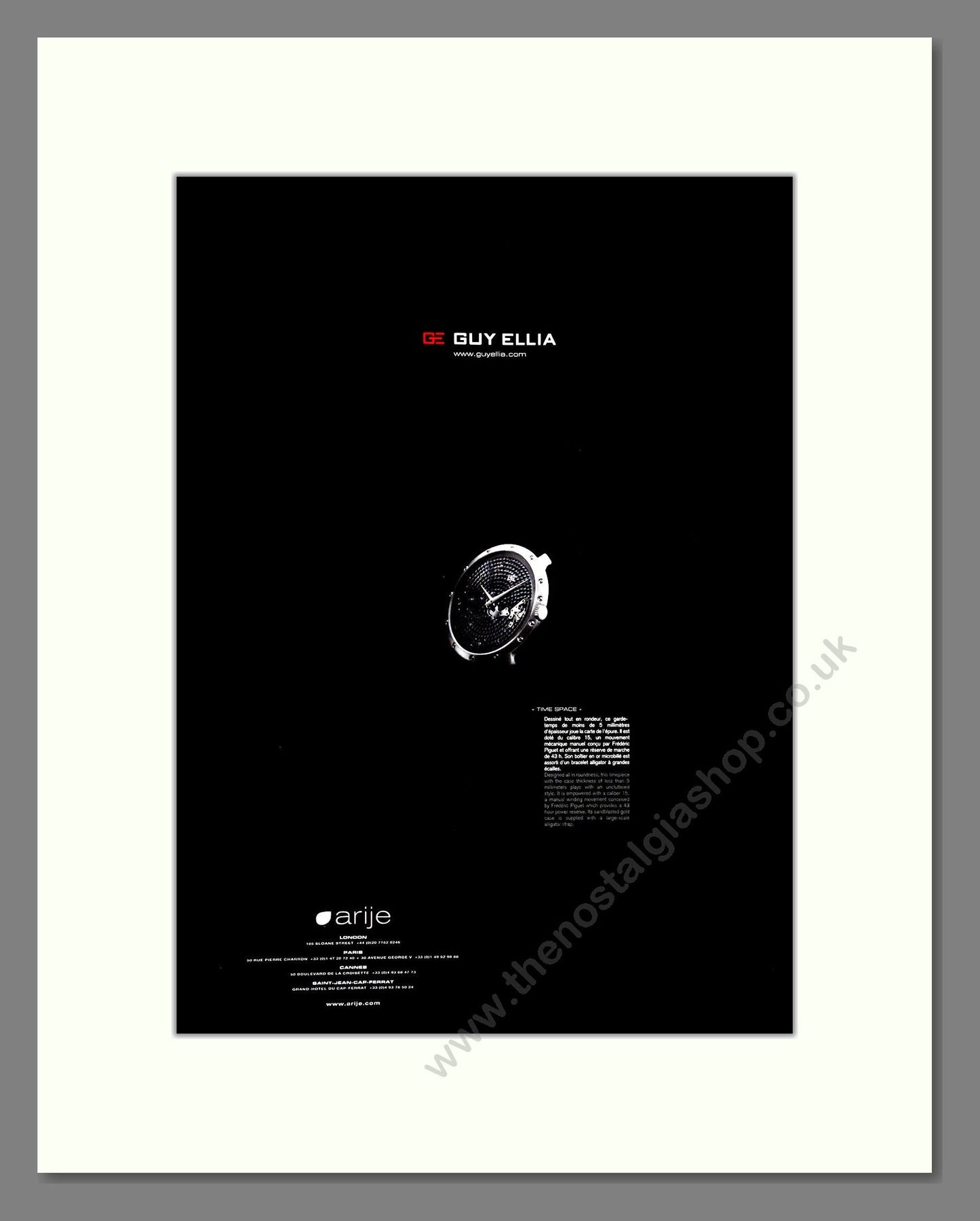 Guy Ellia - Time Space. Vintage Advert 2012 (ref AD303498)
