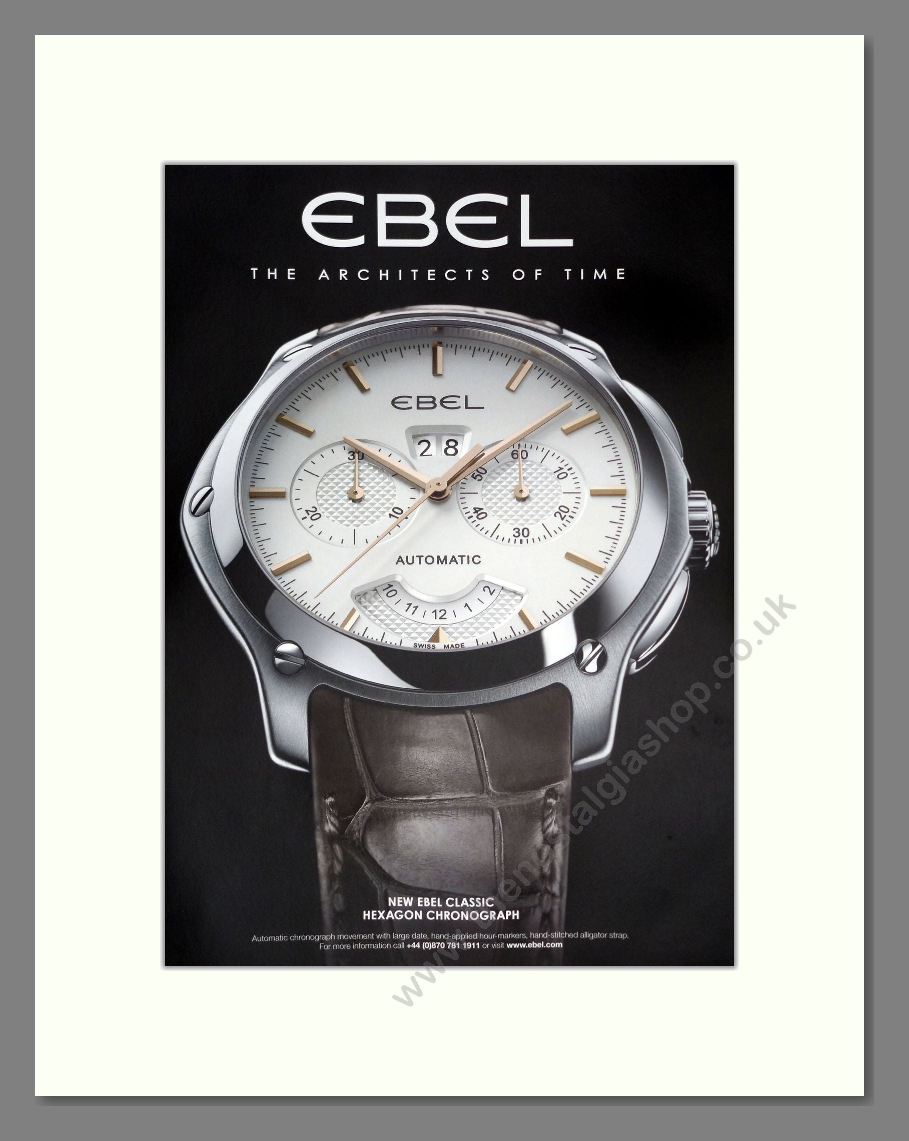 Ebel - Hexagon Chronograph. Vintage Advert 2009 (ref AD303513)