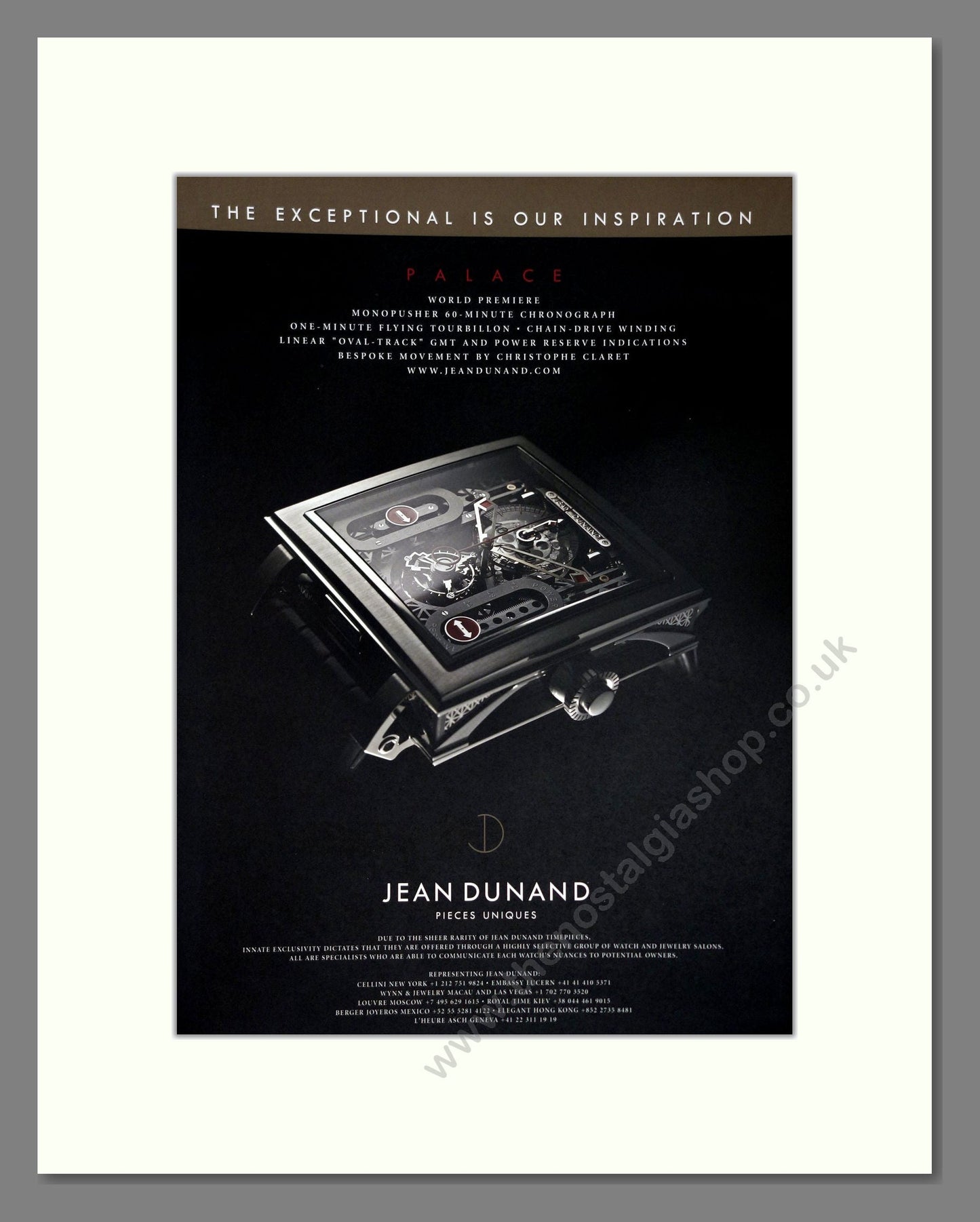 Jean Dunand - Monopusher Chronograph. Vintage Advert 2011 (ref AD303518)