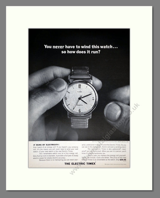 Timex - Electric Watch. Vintage Advert 1962 (ref AD303546)
