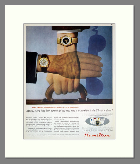 Hamilton - Time Zone Watch. Vintage Advert 1956 (ref AD303548)