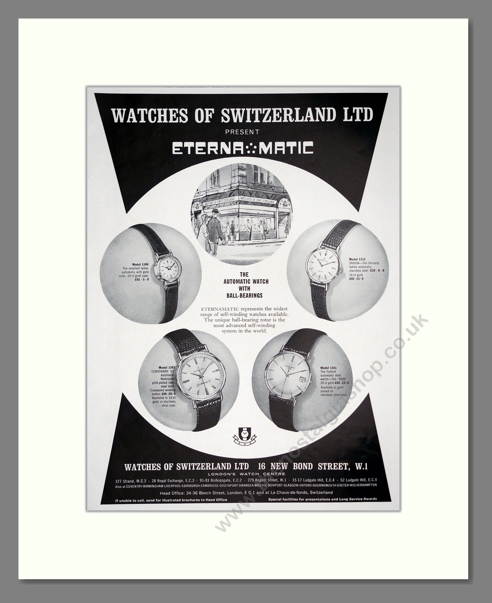Eternamatic - At Watches Of Switzerland. Vintage Advert 1963 (ref AD303558)