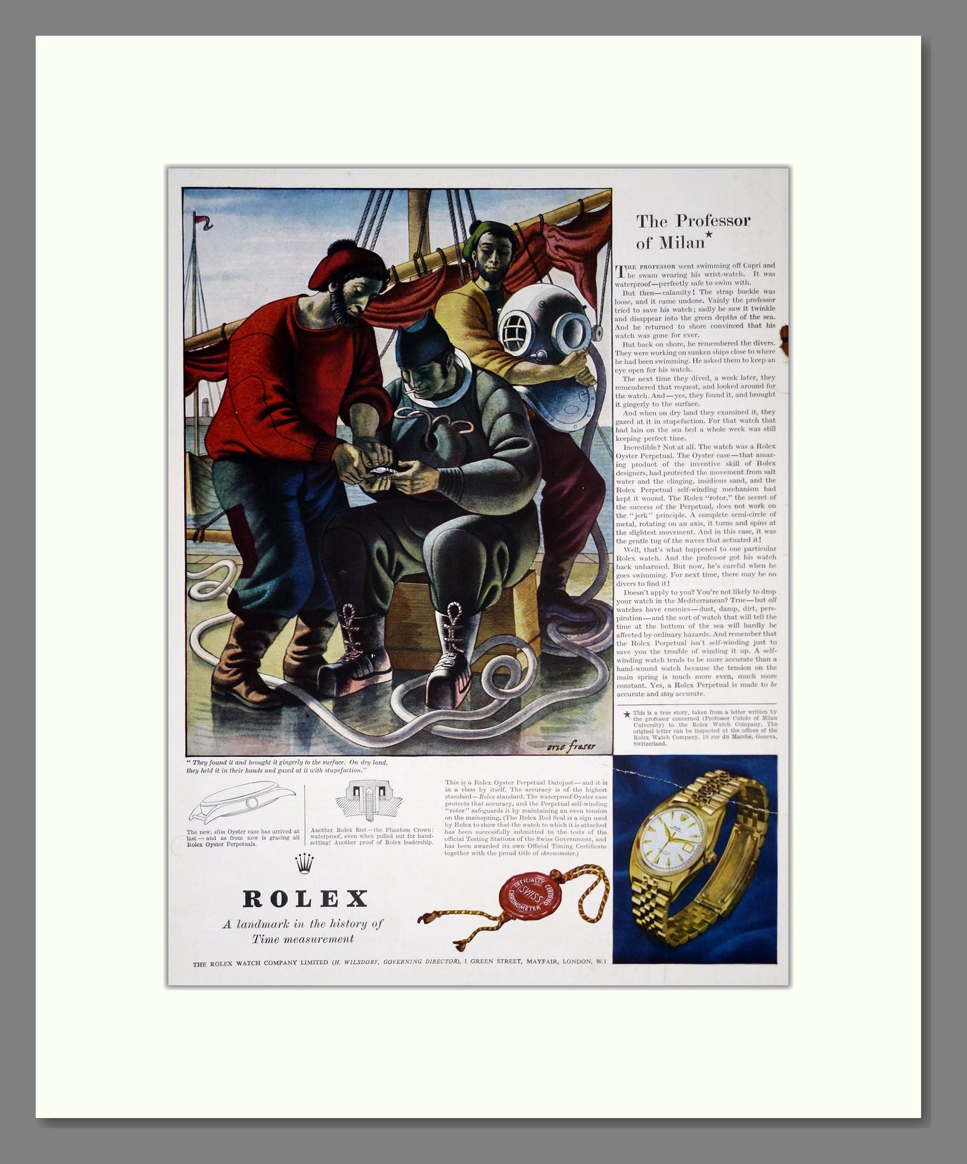 Rolex - Oyster. Vintage Advert 1954 (ref AD303567)