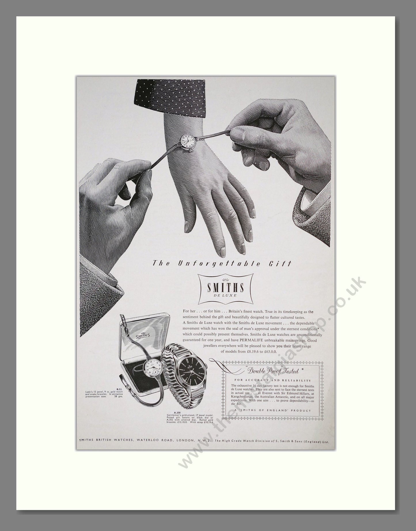 Smiths - Unforgettable Gifts. Vintage Advert 1955 (ref AD303568)