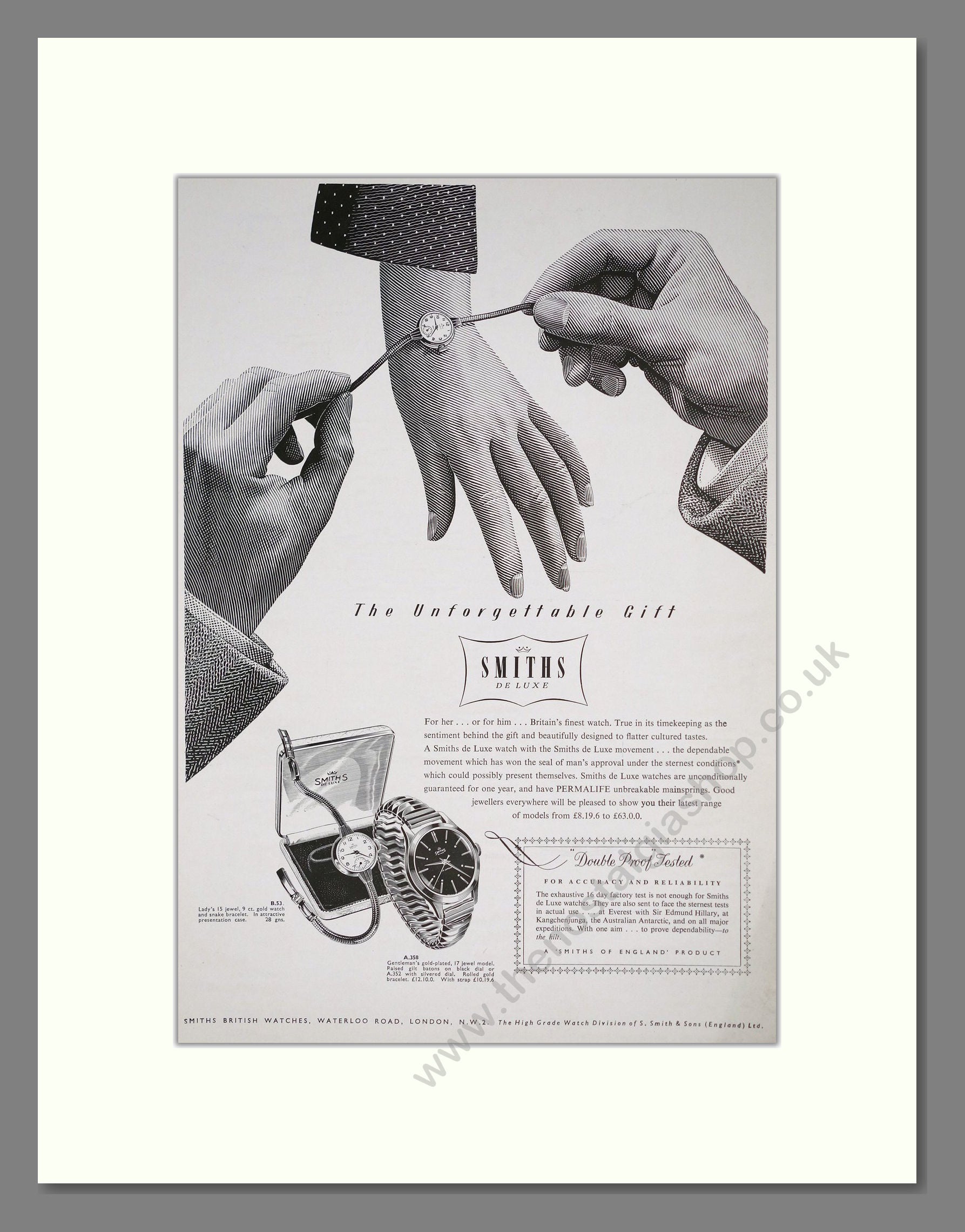 Smiths - Unforgettable Gifts. Vintage Advert 1955 (ref AD303568)